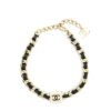 C376BAFF-1E85-1D9E-E8EC-85D4742E2BFB.jpg SQUARE CC LEATHER CHAIN CHOKER BLACK AND LIGHT GOLD TONE
