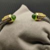 7mm Cable Bracelet with Peridot & Diamond Accents ??Gold Cap