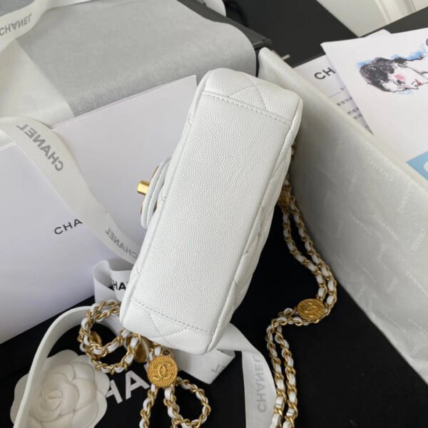 Chanel Mini Flap Bag With Top Handle Gold Hardware White For Women, Women&rsquo;s Handbags, Shoulder Bags 7.9in/20cm AS2431