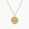 Initial Charm Necklace 18K Yellow Gold with Diamond M