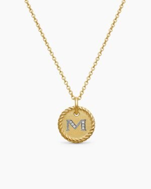 C5AB8361-66AC-7288-7E7A-98F03010ABB2.jpg Initial Charm Necklace 18K Yellow Gold with Diamond M