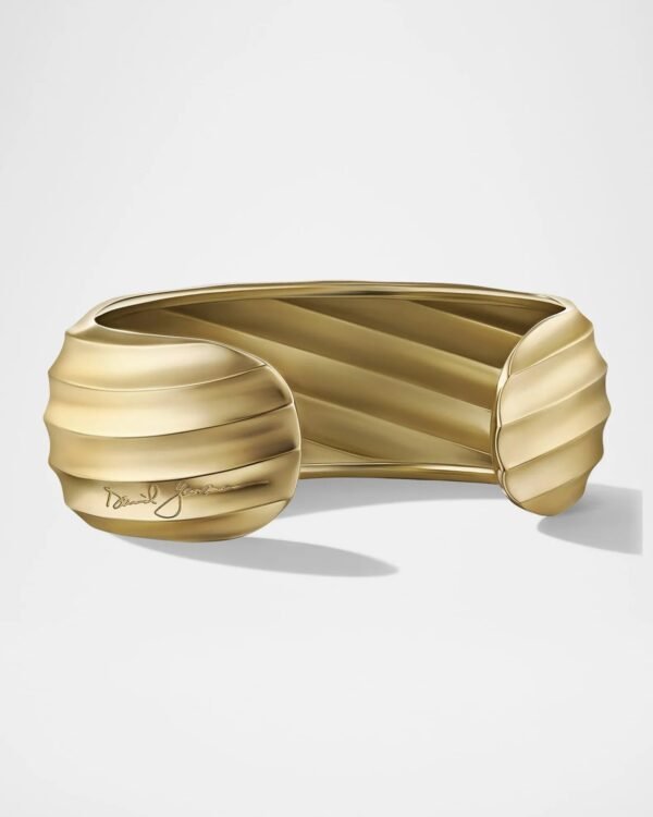 Cable Edge Cuff Bracelet in 18K Yellow Gold, 24mm