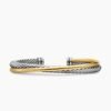 C5FDCD37-4AB2-C799-2C69-390D1D63084B.jpg Crossover Two Row Cuff Bracelet Sterling Silver with 18K Yellow Gold, 5mm