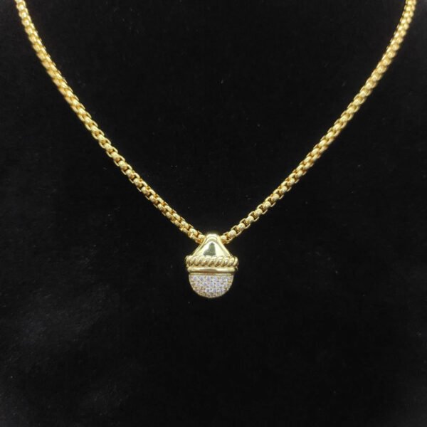 David Yurman Acorn Pendant Necklace 18k Gold Diamond