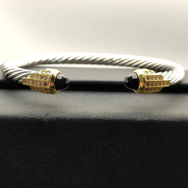 5mm Cable Bracelet with Black Onyx & Diamond Accents