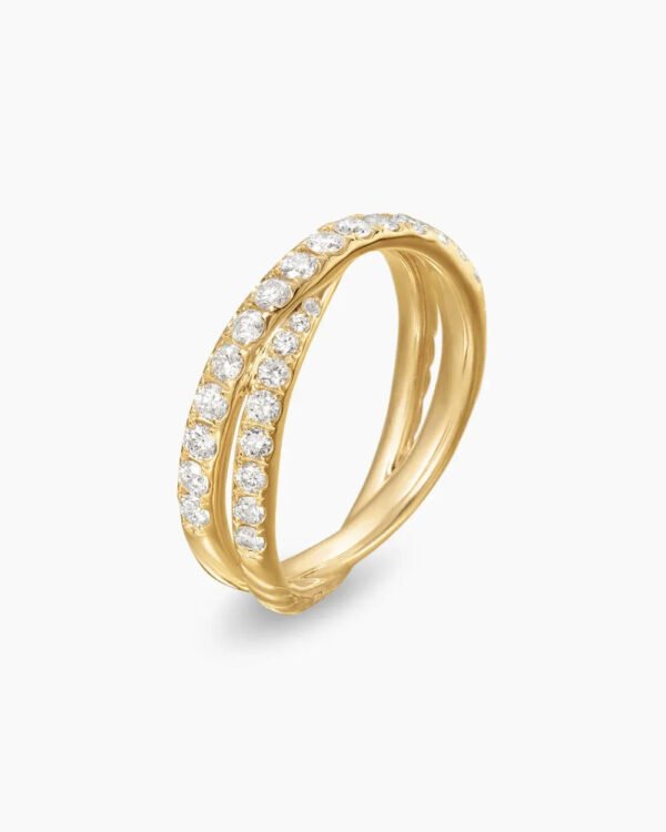 Pav&eacute; Crossover Ring 18K Yellow Gold with Diamonds, 6mm - 6