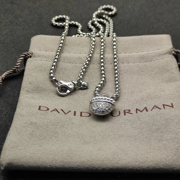 C722E736-A5B5-5954-DD00-1C7435BC6695.jpg David Yurman Acorn Pendant Necklace Sterling Silver Diamond