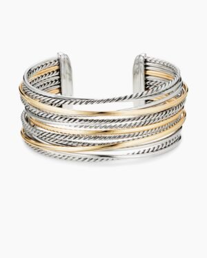 C72D8BD7-E1C7-CBE0-5663-9DBAE966AF3D.jpg Crossover Cuff Bracelet Sterling Silver with 18K Yellow Gold, 27.5mm