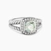 Petite Albion&reg; Ring Sterling Silver with Prasiolite and Diamonds, 7mm