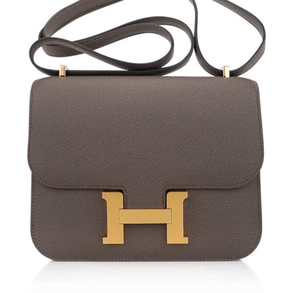 Mini Constance 18 Bag Etain Epsom Leather with Gold Hardware