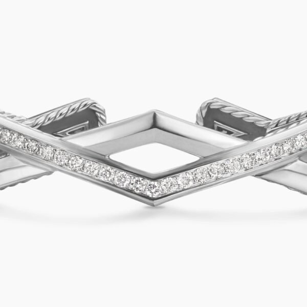 Zig Zag Stax??Two Row Cuff Bracelet Sterling Silver with Diamonds, 13mm