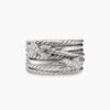 Double X Crossover Ring Sterling Silver with Diamonds, 13mm