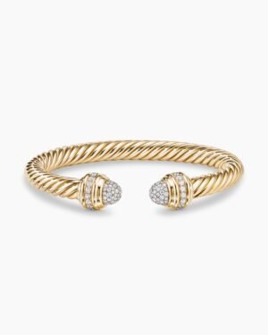 Classic Cablespira Bracelet 18K Yellow Gold with Diamonds, 7mm