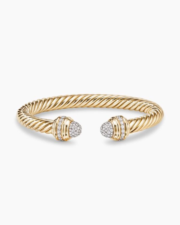 Classic Cablespira Bracelet 18K Yellow Gold with Diamonds, 7mm