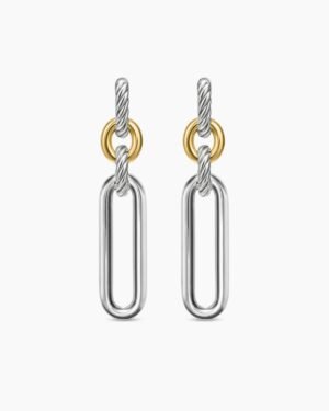 Lexington Double Link Drop Earrings Sterling Silver with 18K Yellow Gold, 53.5mm