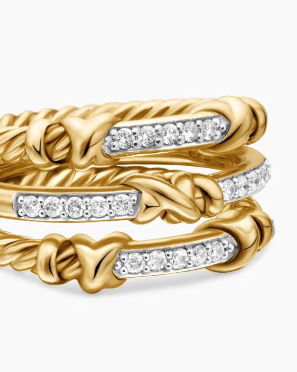 Petite Helena Wrap Three Row Ring 18K Yellow Gold with Diamonds, - 6