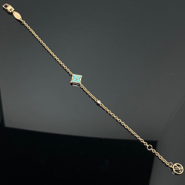 Color Blossom BB Star Bracelet, Yellow Gold, Amazonite and Diamond - White gold