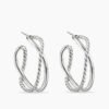 Crossover Hoop Earrings Sterling Silver, 33.7mm