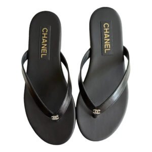 Chanel Women's Logo 25ss CC Leather Flip Flops