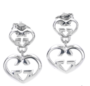 Love Britt G Heart Earrings in Silver