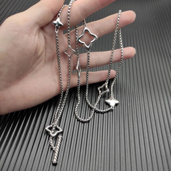 David Yurman Sterling Silver Quatrefoil Chain Necklace