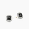 Albion&reg; Stud Earrings Sterling Silver with Black Onyx and Diamonds, 7mm