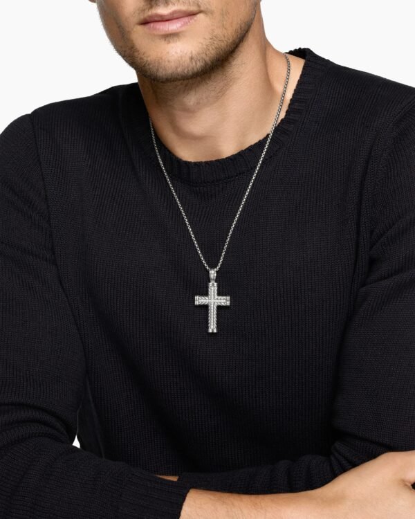 CD975769-0820-DD6F-FEA9-B931F8EF21A8.jpg Chevron Cross Pendant Sterling Silver with Diamonds