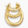 DY Mercer&reg; Three Row Hoop Earrings 18K Yellow Gold with Diamonds, 21mm