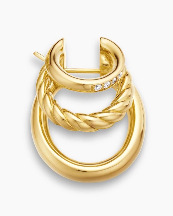 DY Mercer&reg; Three Row Hoop Earrings 18K Yellow Gold with Diamonds, 21mm