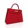 Kelly 28 Sellier Bag Rouge Casaque Epsom Leather with Gold Hardware