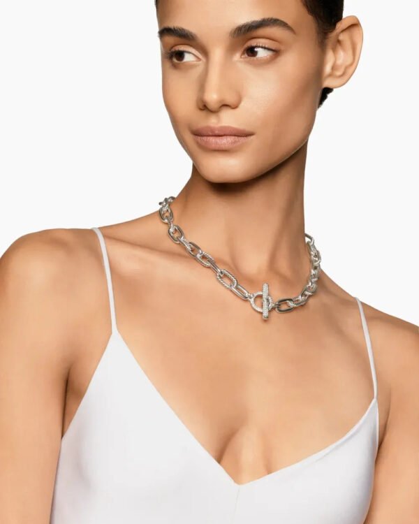 DY Madison&reg; Toggle Chain Necklace Sterling Silver with Diamonds 11mm