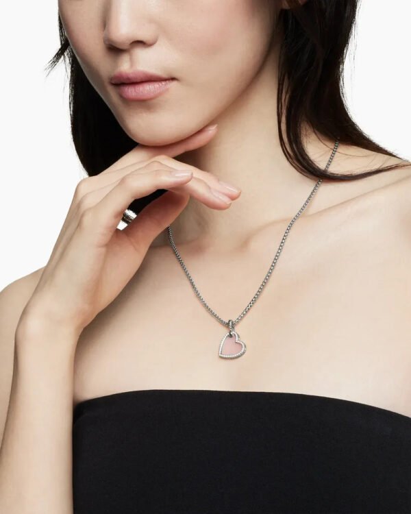 DY Elements&reg; Heart Amulet Sterling Silver with Pink Opal and Diamonds