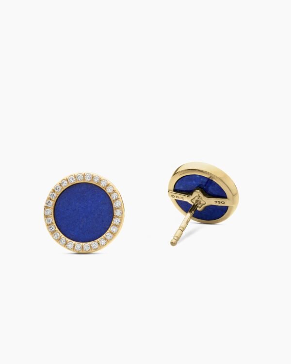 Petite DY Elements&reg; Stud Earrings 18K Yellow Gold with Lapis and Diamonds, 14mm