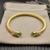 Cable Bracelet with Peridot & Diamond Accents  5mm