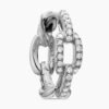 Stax Chain Link Huggie Hoop Earrings 18K White Gold with Diamonds, 24mm