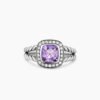 Petite Albion&reg; Ring Sterling Silver with Amethyst and Diamonds, 7mm