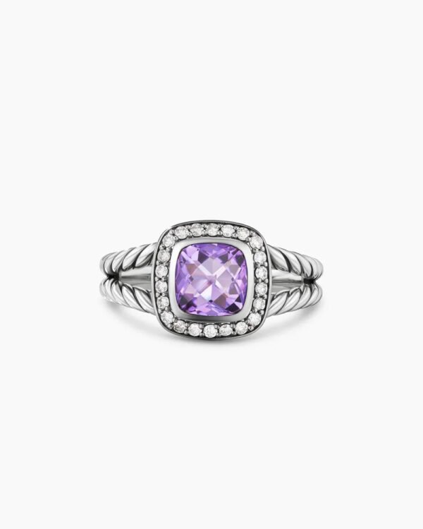 Petite Albion&reg; Ring Sterling Silver with Amethyst and Diamonds, 7mm