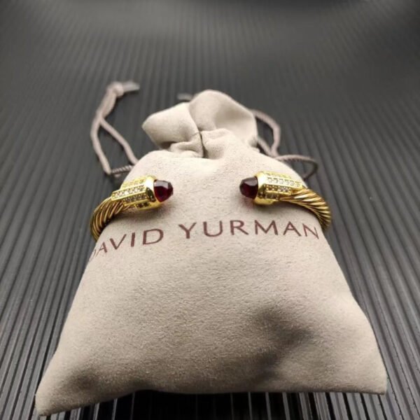 Cable Bracelet with Garnet & Diamond Accents  5mm