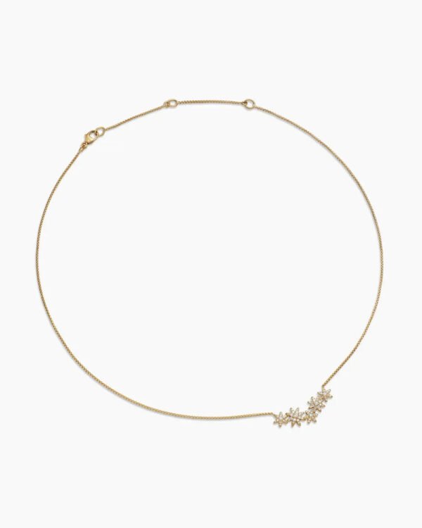 Starburst Cluster Station Necklace 18K Yellow Gold with Diamonds