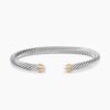 Classic Cable Bracelet Sterling Silver with 14K Yellow Gold and Pearls, 5mm