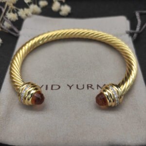 Classic Cablespira&reg; Bracelet 18K Yellow Gold with Half Diamonds, 7mm