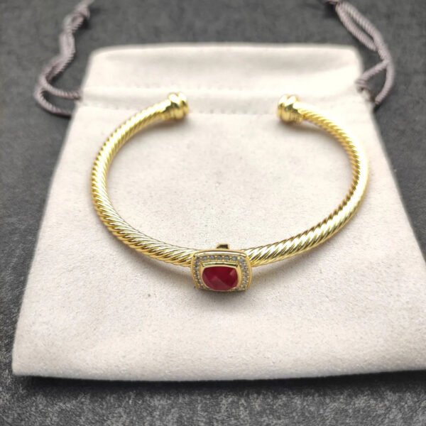 D1D0BC61-B042-C491-B8B6-CCAC33901A49.jpg Cable Classics Bracelet with Garnets Diamonds 18K Yellow Gold 4mm
