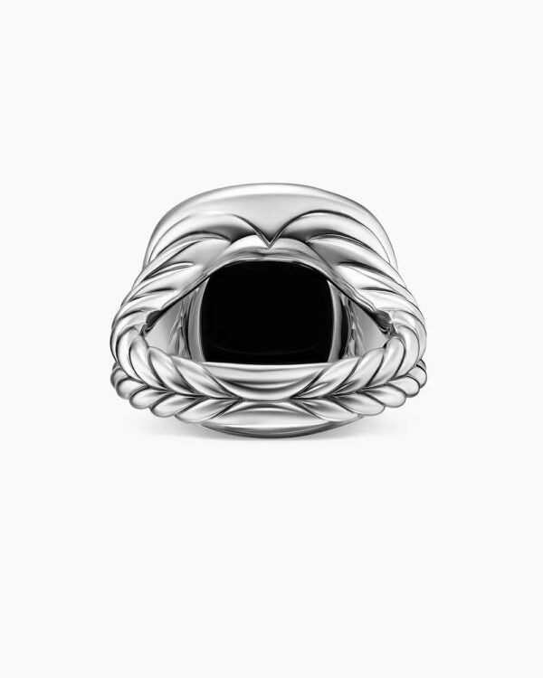 Albion&reg; Ring Sterling Silver with Black Onyx and Diamonds, 14mm - 6