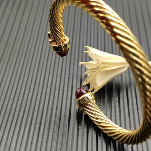 7mm Cable Bracelet with Garnet & Diamond Accents