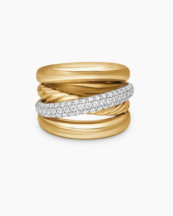 D2A13C28-2170-84EB-0858-8B53641E0F7D.jpg Pavé Crossover Five Row Ring 18K Yellow Gold with Diamonds - 6