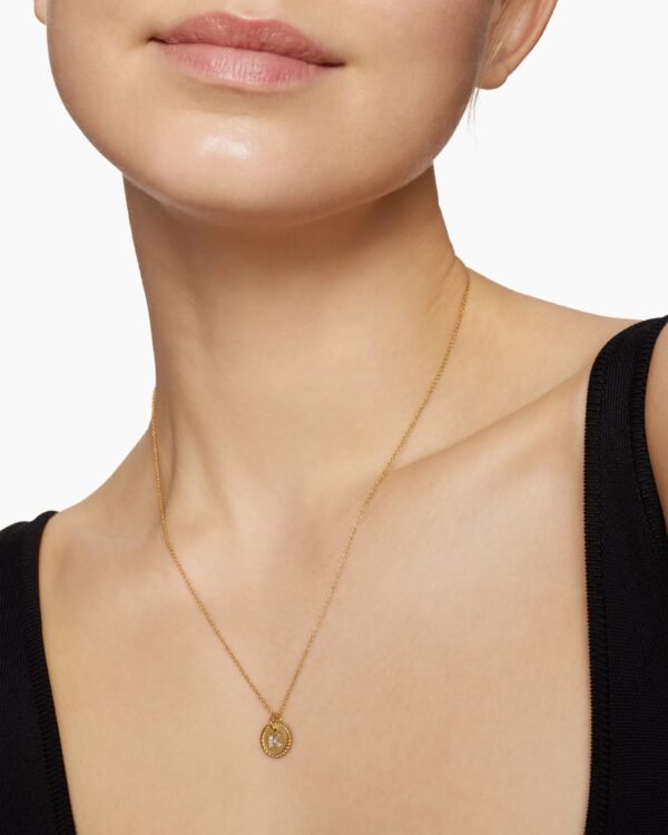 Initial Charm Necklace 18K Yellow Gold with Diamond K