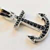 Sterling Silver Maritime Anchor Amulet Pave Black Diamond