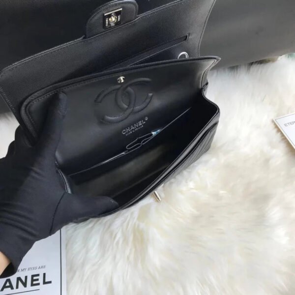 D467290C-E019-8ED8-7A07-BB78A48F6A60.jpg Chanel Chevron Caviar Calfskin Class-Flap Bag A01112 Black