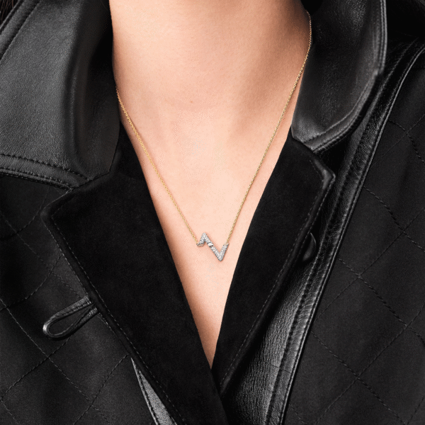 Volt Upside Down Pendant, Yellow Gold, White Gold And Diamonds