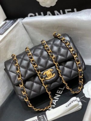 Chanel Classic Flap Bag Gold Toned Hardware Black For Women, Women&rsquo;s Bags, Shoulder And Crossbody Bags 7.8in/20cm A01116